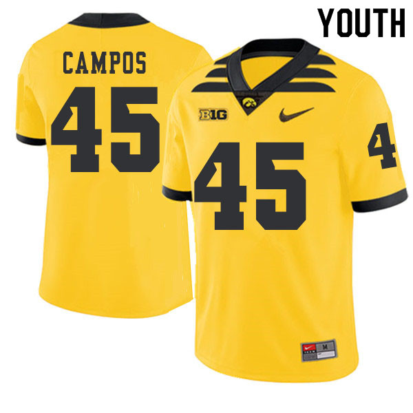 2019 Youth #45 Ben Campos Iowa Hawkeyes College Football Alternate Jerseys Sale-Gold - Click Image to Close